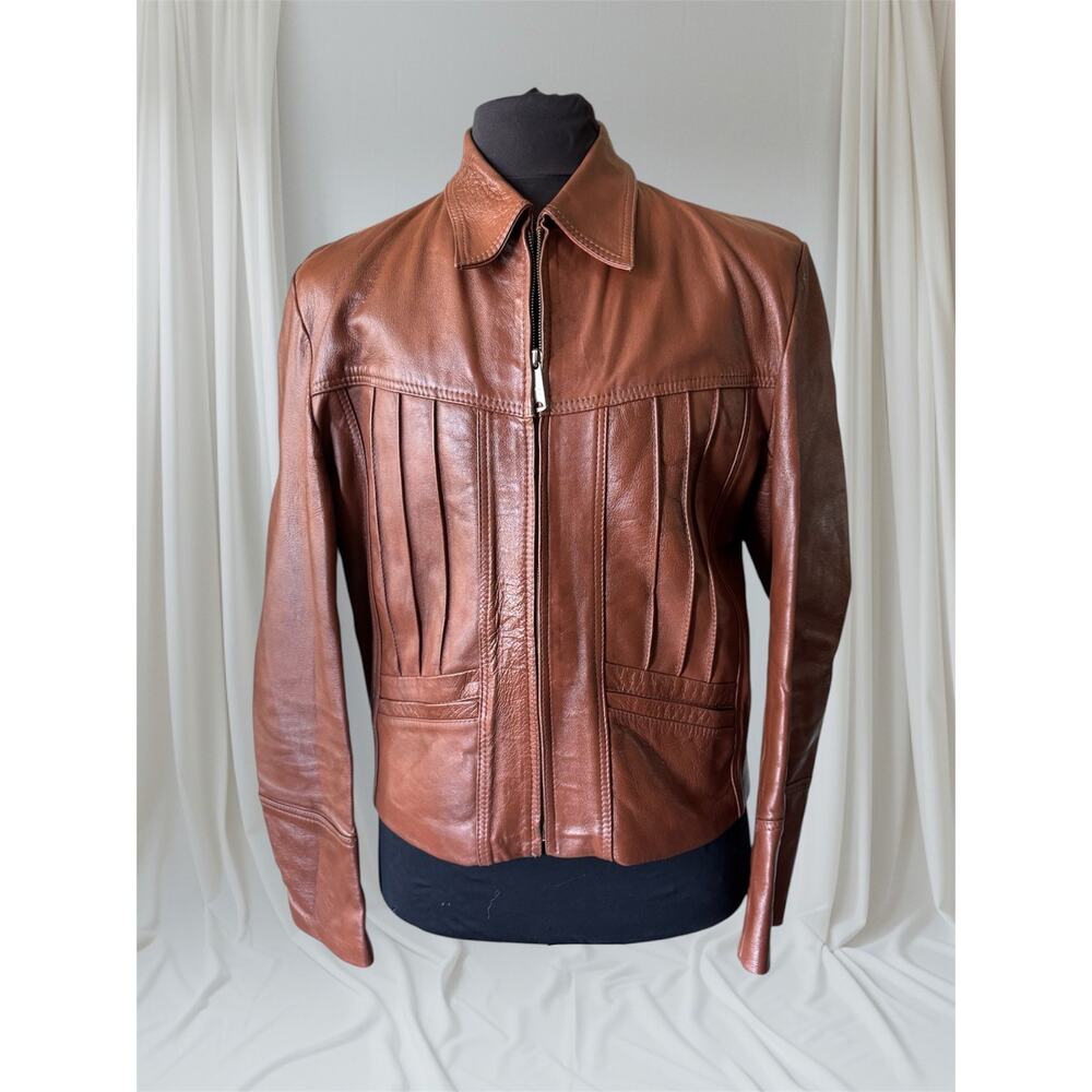 Men's Brown Vintage Leather Jacket, Large, 42